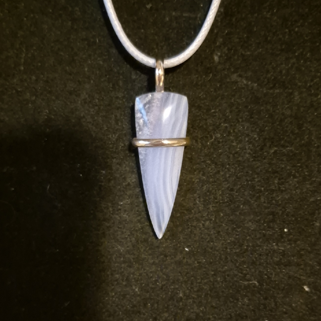 Sapphireskies Designs Sterling Minimalist Blue Lace Agate Pendant